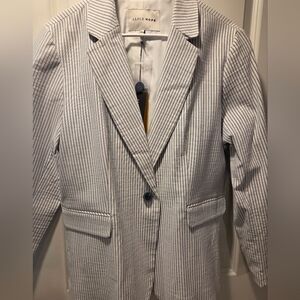 Alice Hope Women's White & Navy Pinstripe Blazer NWT XL